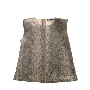 Zara Women’s Snakeskin Print Sleeveless Top Size Medium Brown Tan Animal Pattern
